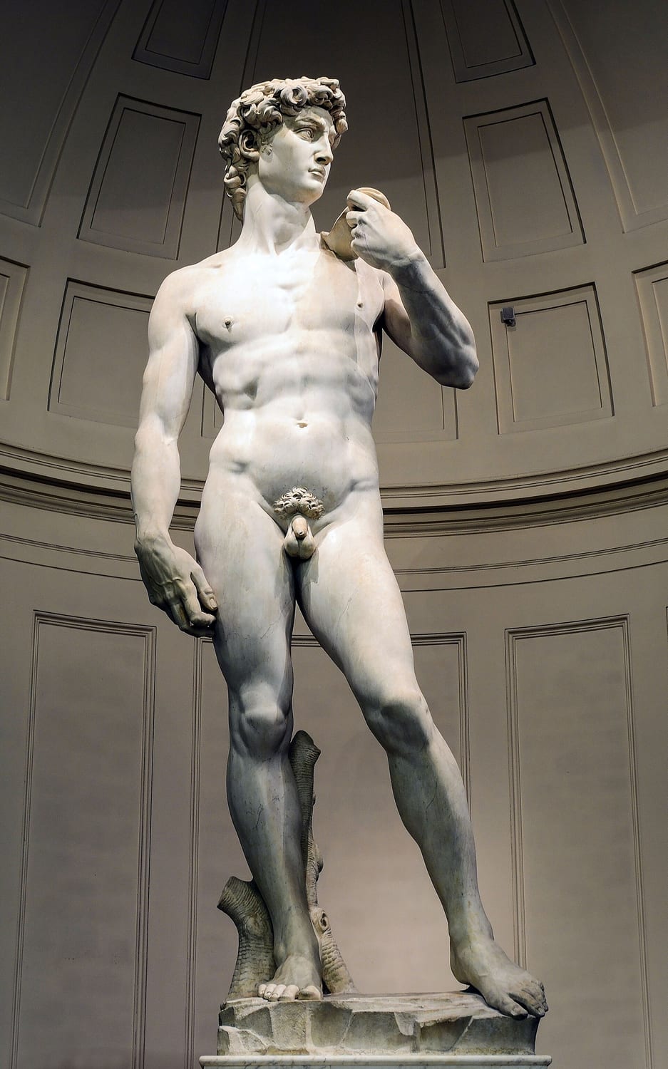 il david di michelangelo visto di tre quarti nella tribuna dell accademia