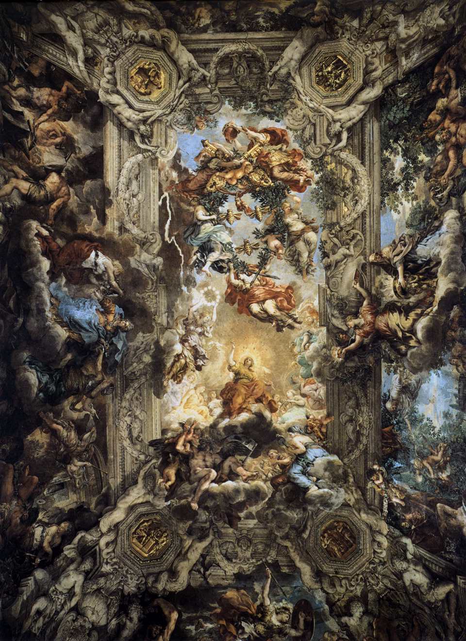 El triunfo de la Divina Providencia de Pietro da Cortona en el techo del salón del Palazzo Barberini
