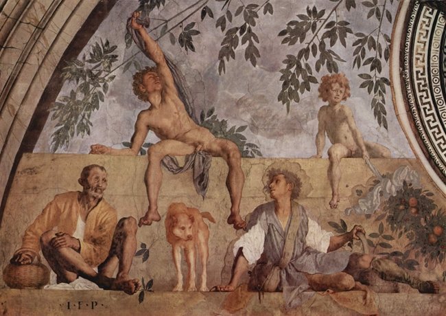 Lunetta con Vertumno e Pomona, dettaglio. Villa medicea, Poggio a Caiano.