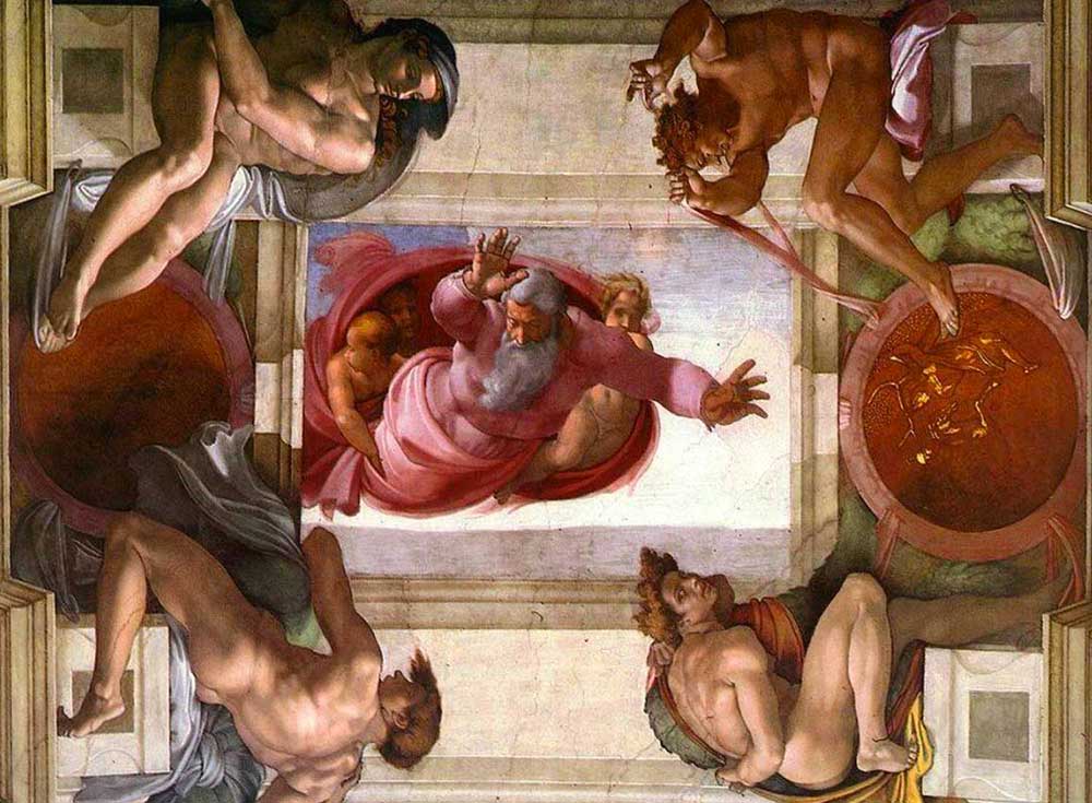 la voûte de la chapelle sixtine avec dieu séparant la terre des eaux