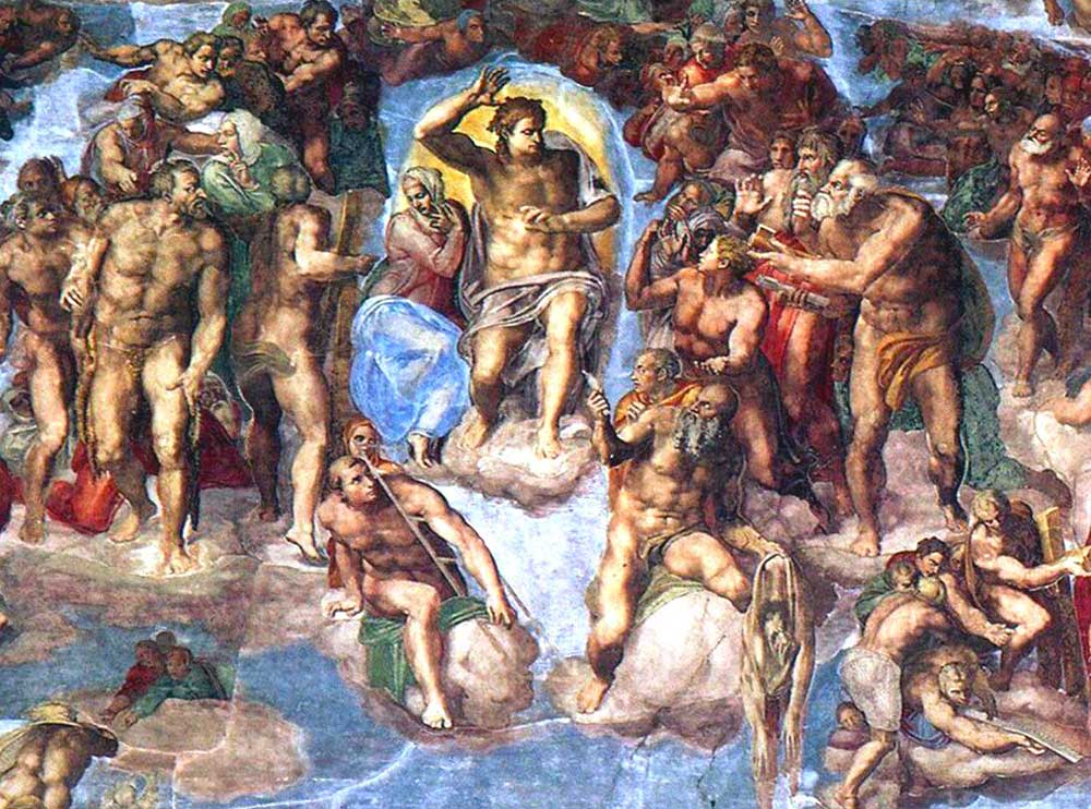 le jugement dernier sur le mur du fond de la chapelle sixtine