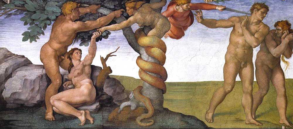 le péché originel et le renvoi du paradis dans la chapelle sixtine
