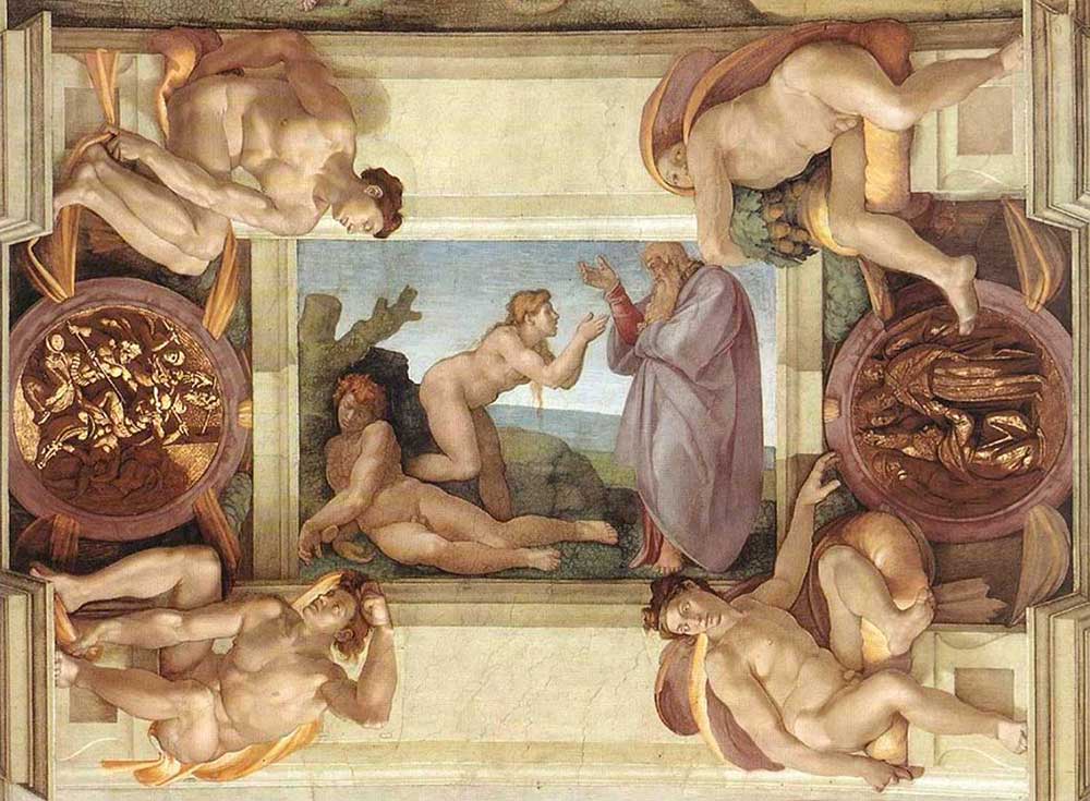 la création d'ève sur la voûte de la chapelle sixtine