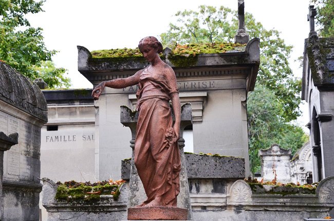 the Père-Lachaise cemetery in Paris among the trees
