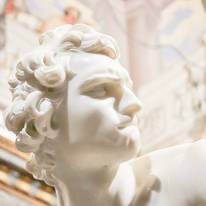 particolare david di bernini a galleria borghese